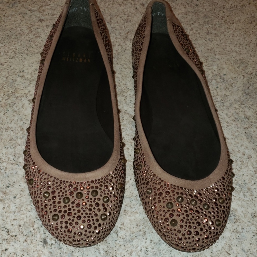 Stuart Weitzman Studded Tan Flats - image 1